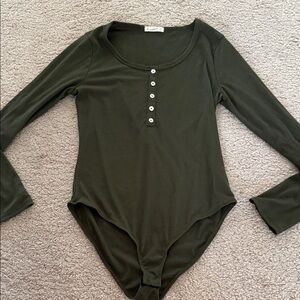 Magnolia Olive Green Ribbed Bodysuit